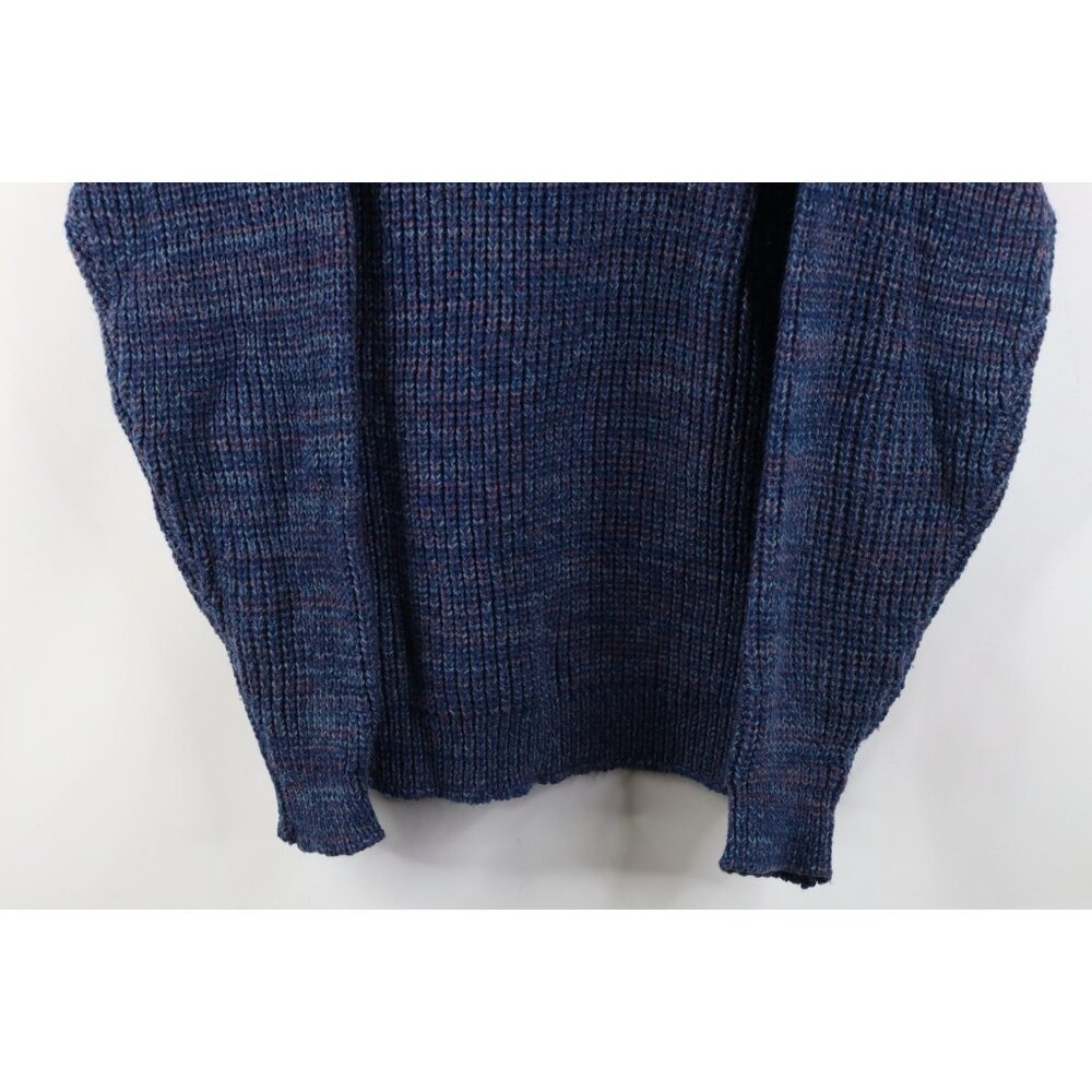 Vintage 90s Streetwear Mens Large Blank Chunky Ribbed Knit Crewneck Sweater - Picture 3 of 10